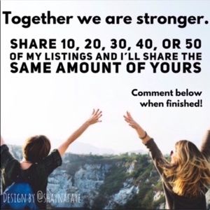 Share up to 50 of my listing, follow, and tag me